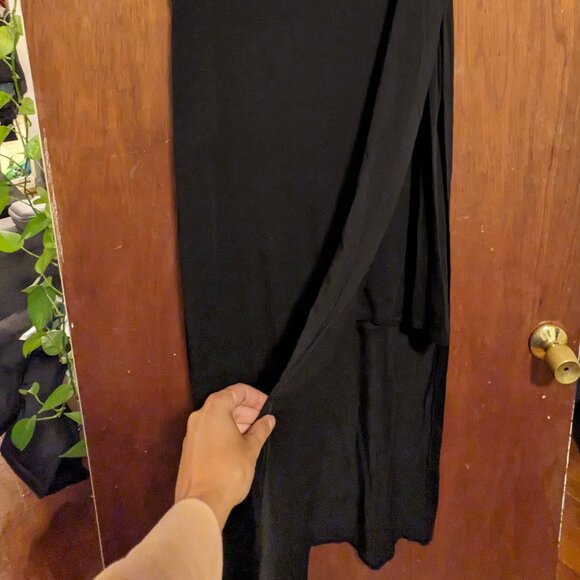 Athleta Long Black Maxi Dress with High Slit Medium - Picture 4 of 6